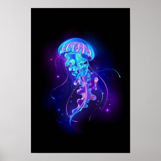 Vibrant Color Glowing Jellyfish Poster (Voorkant)