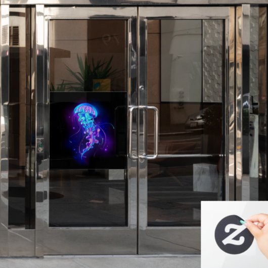 Vibrant Color Glowing Jellyfish Raamsticker (Kantoordeur)