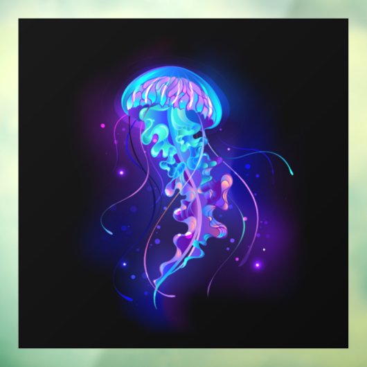 Vibrant Color Glowing Jellyfish Raamsticker (Vel 3)