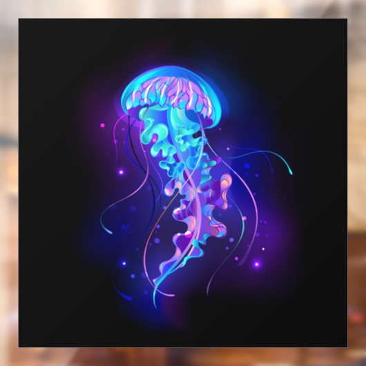 Vibrant Color Glowing Jellyfish Raamsticker (Vel 2)