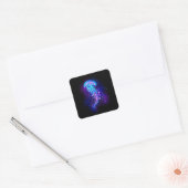 Vibrant Color Glowing Jellyfish Vierkante Sticker (Envelop)