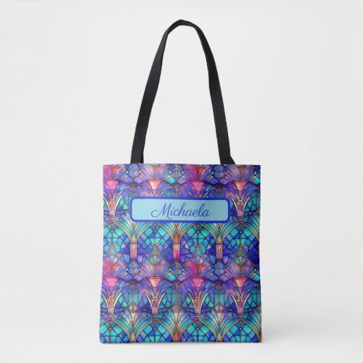 Vibrant Colored Stained Glass - Personalized  Tote Bag (Voorkant)