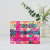 Vibrant Colorful Abstract Roze Pset Funky Patroon Briefkaart (Staand voorkant)