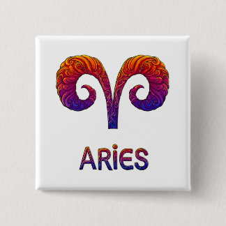 Vibrant Colorful Aries Zodiac Square Button/Magnet Vierkante Button 5,1 Cm