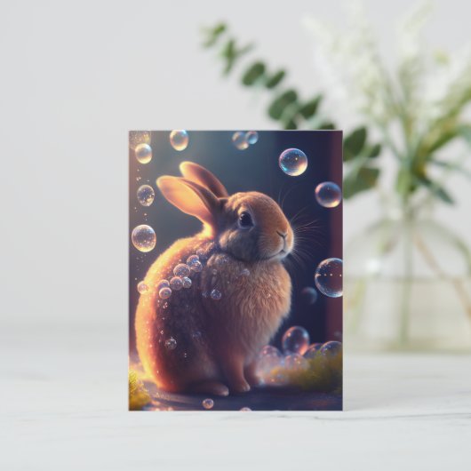 Vibrant Colorful Bubble Bunny Rabbit Briefkaart (Staand voorkant)