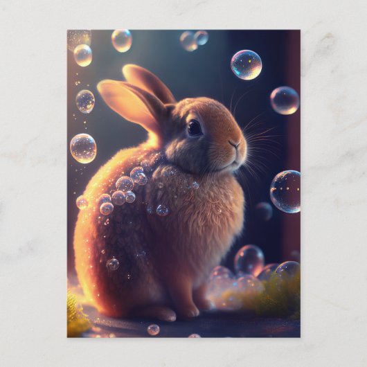 Vibrant Colorful Bubble Bunny Rabbit Briefkaart (Voorkant)