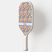 Vibrant Colorful Floral Monogram Pickleball Paddle (Links)