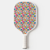 Vibrant Colorful Floral Monogram Pickleball Paddle (Achterkant)