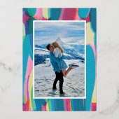 Vibrant Colorful Happy Nieuwjaarsfoto Folie Feestdagenkaart (Achterkant)