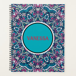 Vibrant Colorful Mandala Pattern Boho Hippie Print Planner