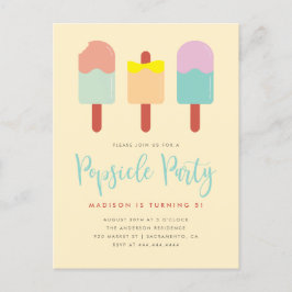 Vibrant Colorful Popsial Party Summer Birthday Uitnodiging Briefkaart