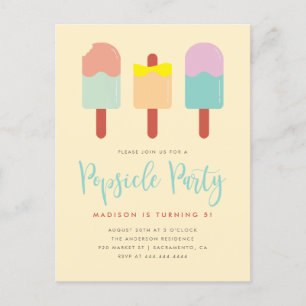 Vibrant Colorful Popsial Party Summer Birthday Uitnodiging Briefkaart