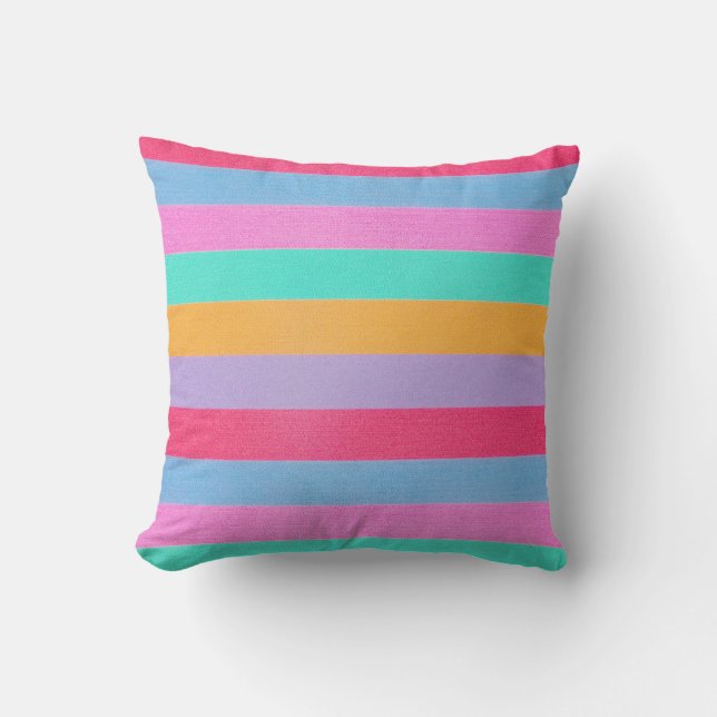 Vibrant Colorful Retro Stripes Kussen (Voorkant)
