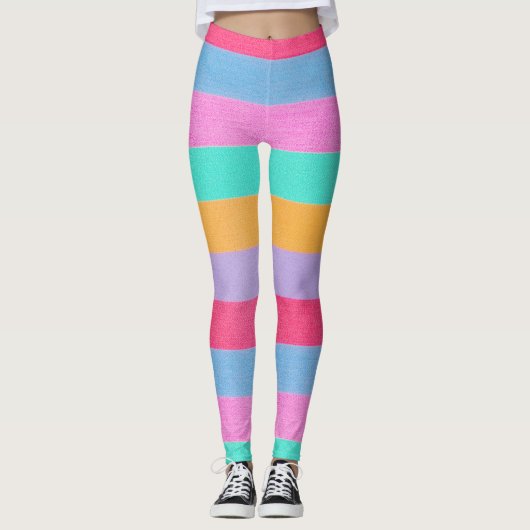 Vibrant Colorful Retro Stripes Leggings (Voorkant)