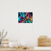 Vibrant colorful smoke swirling against black back poster (Keuken)