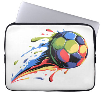 Vibrant Colorful Soccer Ball Paint Splash Laptop S Sleeve