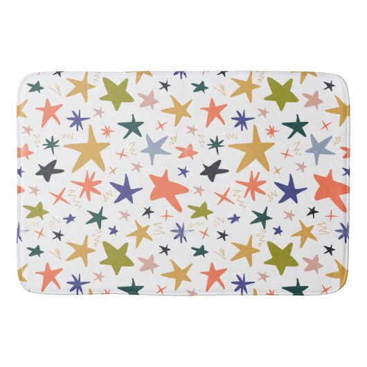 Vibrant Colorful Star Pattern Badmat (Voorkant)