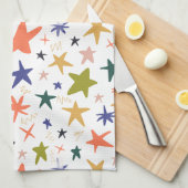 Vibrant Colorful Star Pattern Theedoek (Quarter Fold)