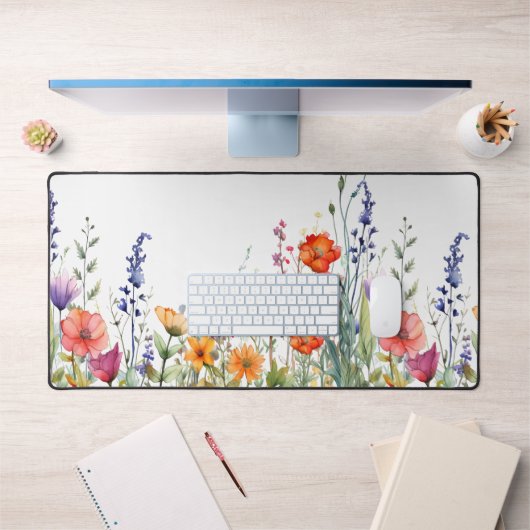Vibrant Colorful Watercolor Wildflowers  Bureaumat (Kantoor 1)
