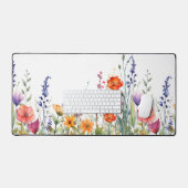 Vibrant Colorful Watercolor Wildflowers  Bureaumat (Keyboard & Muis)