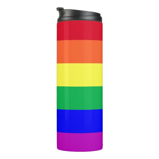 Vibrant Colors LGBTQIA Pride Classic Rainbow Flag Thermosbeker (Geroteerd rechts)