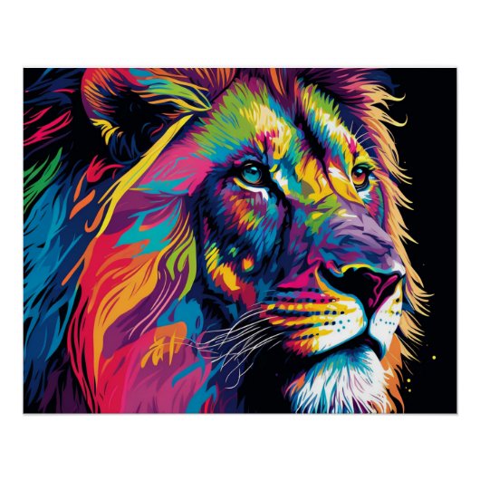 Vibrant colors of lion art perfect poster (Voorkant)