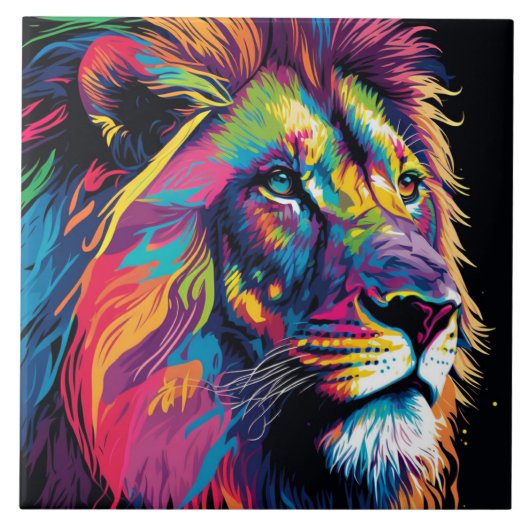 Vibrant colors of lion art tegeltje (Voorkant)