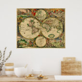 Vibrant Colors Oude Wereldkaart Poster (Keuken)