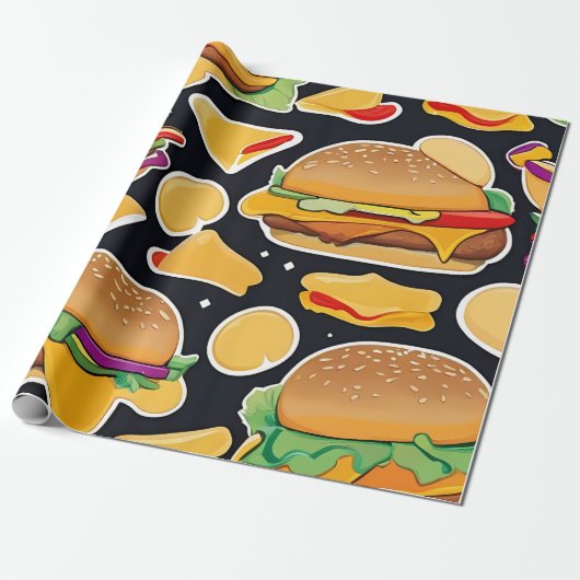 Vibrant Colourful Cheeseburgers Cadeaupapier (Uitgerold)