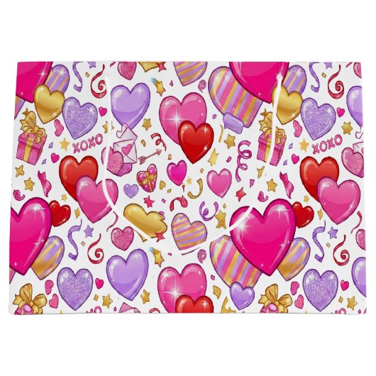 Vibrant Confetti Hearts  Groot Cadeauzakje (Voorkant)