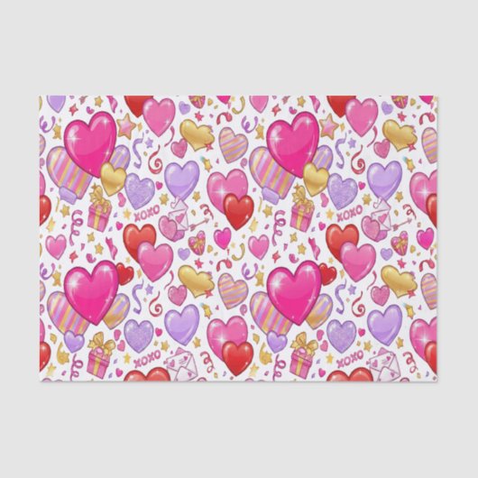 Vibrant Confetti Hearts Tissuepapier (Voorkant)