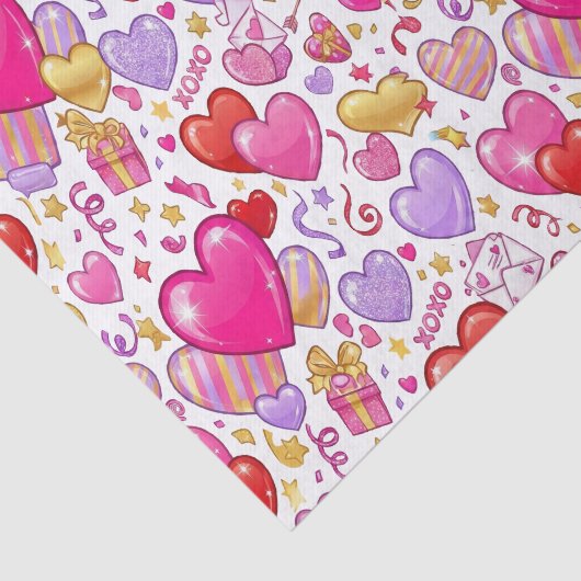 Vibrant Confetti Hearts  Tissuepapier (Detail)