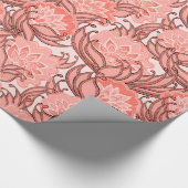 Vibrant Coral Floral Pattern Cadeaupapier (Hoek)