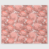 Vibrant Coral Floral Pattern Cadeaupapier (Vlak)