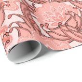 Vibrant Coral Floral Pattern Cadeaupapier (Rol Hoek)