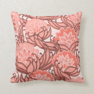 Vibrant Coral Floral Pattern Kussen