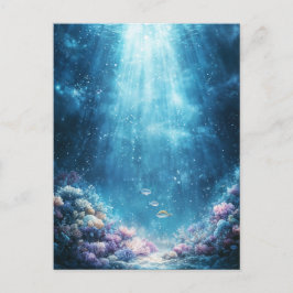 Vibrant Coral Reef and Underwater Sunlight Beams Briefkaart