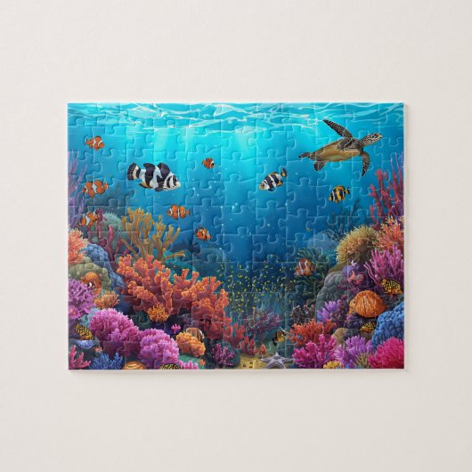 Vibrant Coral Reef Sea Turtle Scene Legpuzzel (Horizontaal)