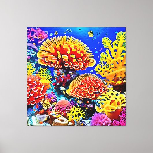 Vibrant Coral Reef Sea Wonder Art Canvas Afdruk (Voorkant)