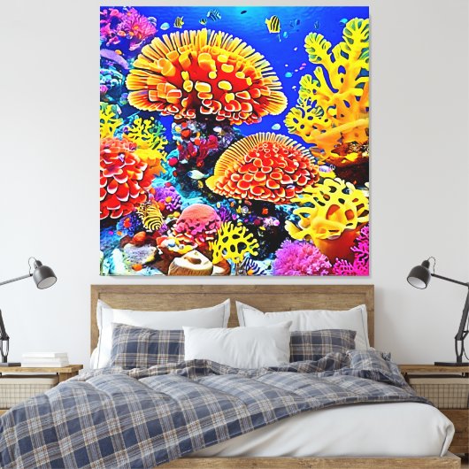 Vibrant Coral Reef Sea Wonder Art Canvas Afdruk (Insitu (Slaapkamer))