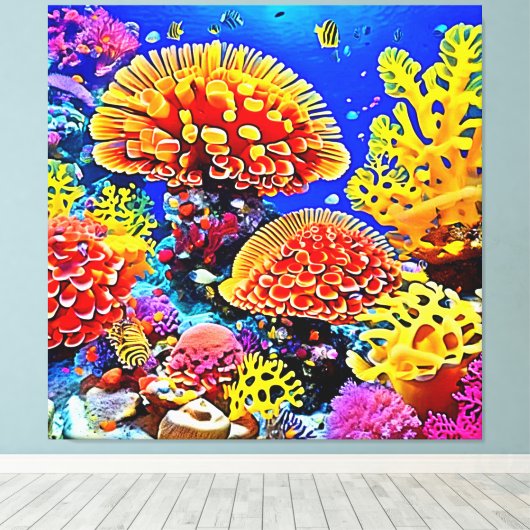 Vibrant Coral Reef Sea Wonder Art Canvas Afdruk (Insitu (Houten vloer))