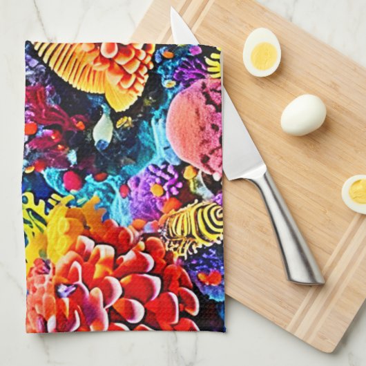 Vibrant Coral Reef Sea Wonder Art Theedoek (Quarter Fold)
