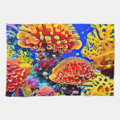 Vibrant Coral Reef Sea Wonder Art Theedoek (Horizontaal)