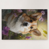 Vibrant Corgi: Artistieke tuin Fotografie Legpuzzel (Horizontaal)