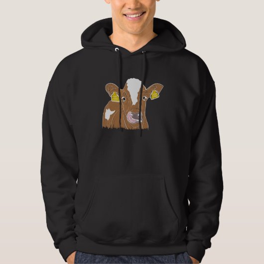 Vibrant Cow Illustration Hoodie (Voorkant)