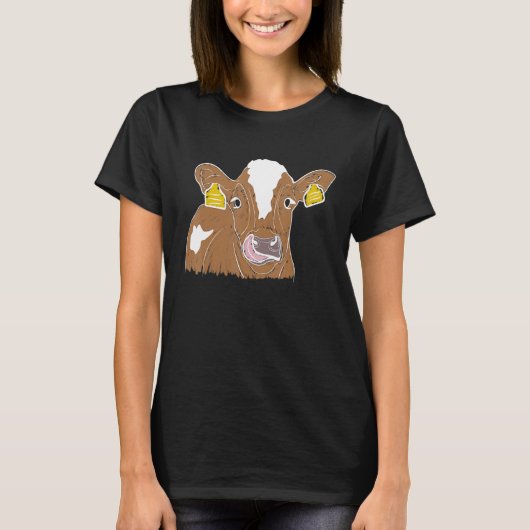 Vibrant Cow Illustration T-shirt (Voorkant)