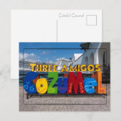 Vibrant Cozumel Sign Briefkaart (Voorkant / Achterkant)