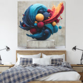 Vibrant Cracked Sphere Explosive Color Sculpture Canvas Afdruk (Insitu (Slaapkamer))