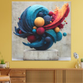 Vibrant Cracked Sphere Explosive Color Sculpture Canvas Afdruk (Insitu (Woonkamer))