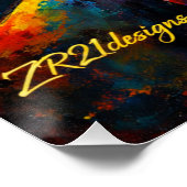 Vibrant Cubist Face Abstract Modern Art Poster (Hoek)